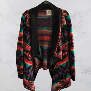 UNIF rainbow aztec open waterfall sweater cardigan